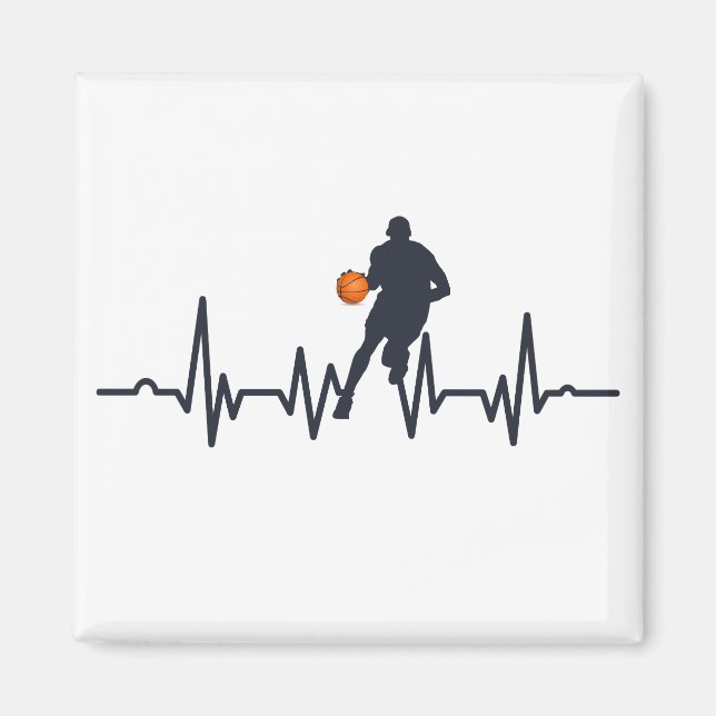 Aimant Joueur de basket-ball dribbling hearbeat (Devant)