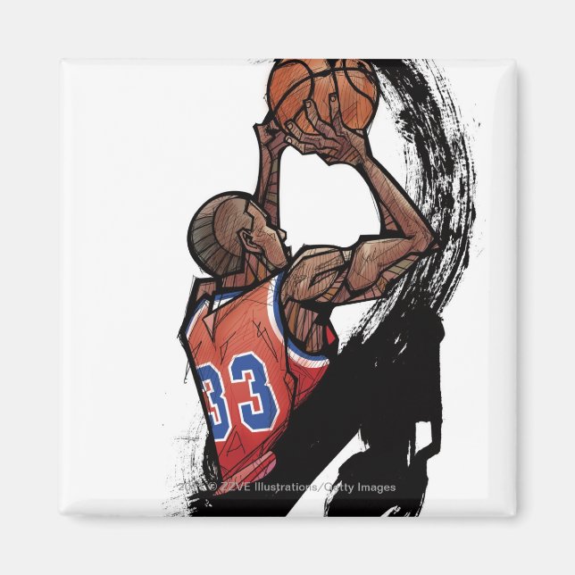 Aimant Joueur de basket-ball tenant une balle (Devant)