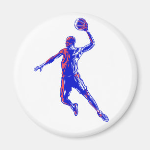 Aimant Joueur de basket Slam Dunk, Red and Blue Design