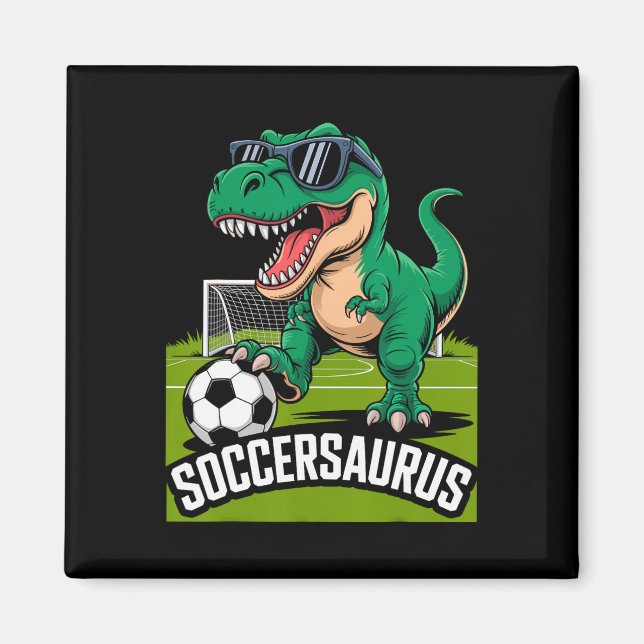 Aimant Joueur de foot Soccersaurus Dinosaure T-rex Gardie (Devant)