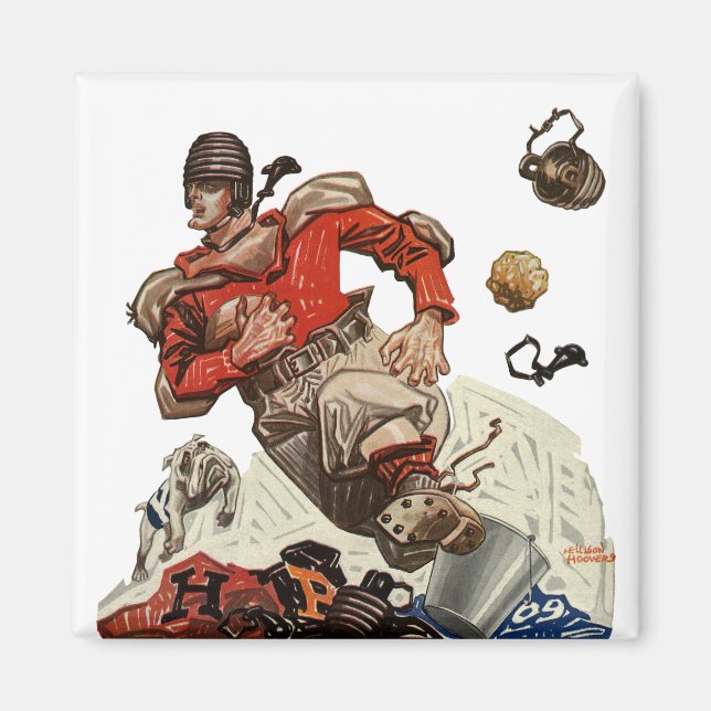 Aimant Joueur de football américain quarterback vintage e (Devant)