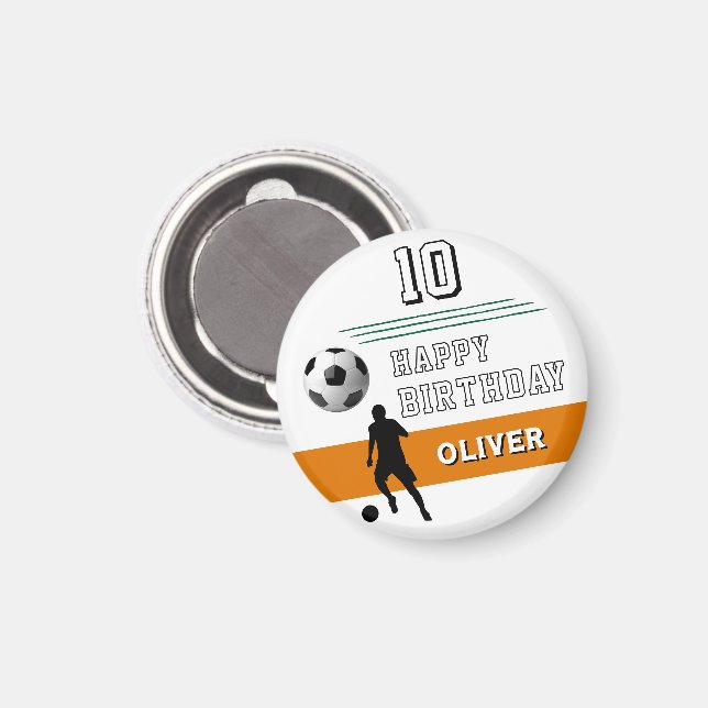 Aimant Joueur de football moderne Silhouette Joyeux anniv (Recto/Verso)