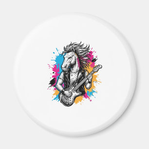 Aimant Joueur de guitare à cheval T-Shirt avec gravure vi