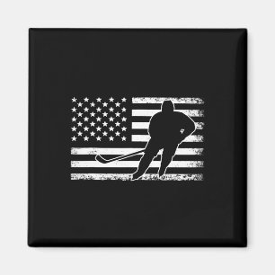 Aimant Joueur de hockey américain Drapeau de glace Hockey