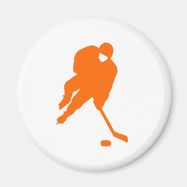 Aimant joueur de hockey orange (Devant)