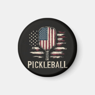 Aimant Joueur de Pickleball Drapeau États-Unis Rétro Padd