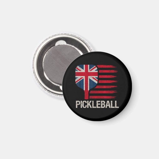 Aimant Joueur de Pickleball Paddle Drapeau Uk  (Recto/Verso)