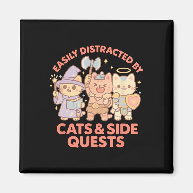 Aimant Joueur de Rpg Chats Nerds Quête Secondaire Distrai (Devant)