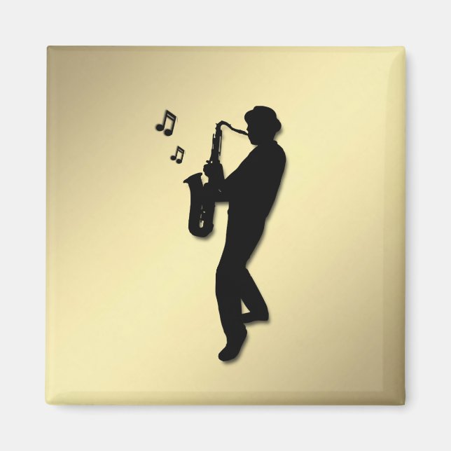 Aimant Joueur de saxophone doré (Devant)