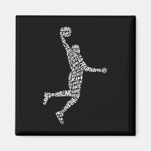 Aimant Joueur de Sketll en train de faire un dunk Typogra