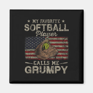 Aimant Joueur de softball préféré m'appelle papa grincheu