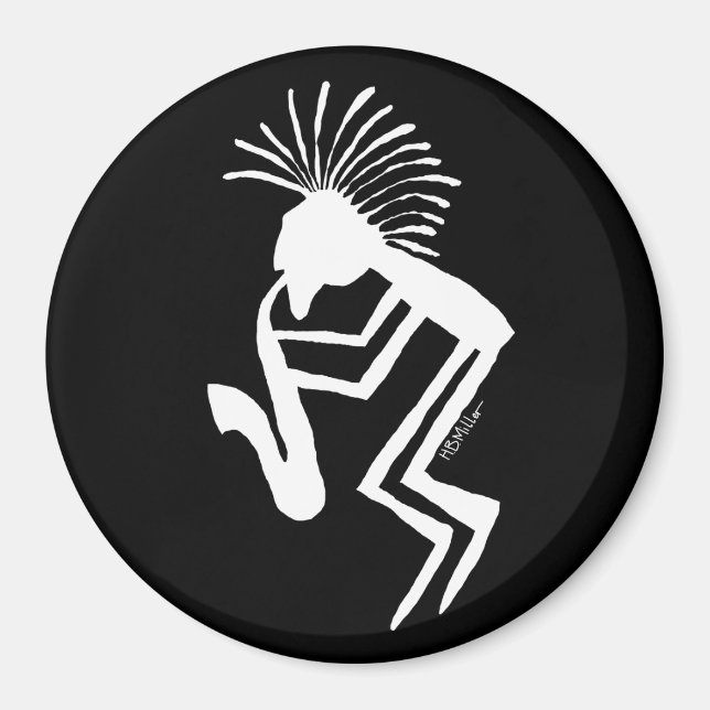 Aimant Joueur Saxaphone Kokopelli Petroglyph (Devant)