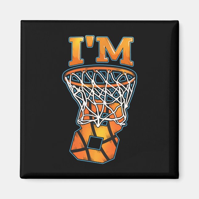 Aimant Joueuse de basket-ball 8 Anniversaire I'm 8 Garçon (Devant)