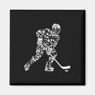 Aimant Joueuse de hockey sur glace silhouette Femme Maman