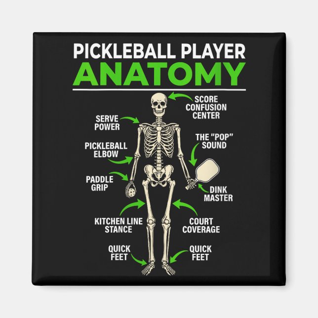 Aimant Joueuse de pickleball anatomie drôle dink pickle (Devant)