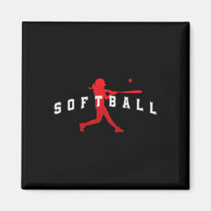 Aimant Joueuse de softball équipe rouge Varsity Texte