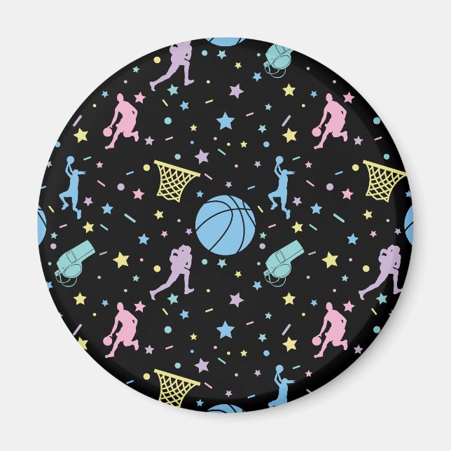 Aimant Joueuses de basket-ball - Motif d'étoiles (Devant)