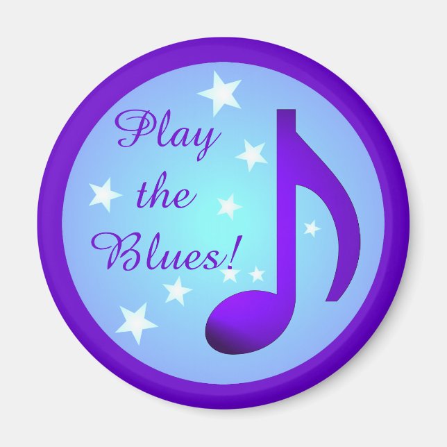 Aimant Jouez les Blues Purple Blue Note Circle Stars (Devant)