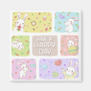 Aimant Jouez Un Joyeux Jour : Belle Illustration De Bunny
