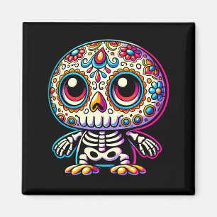 Aimant Jour adorable de la fête des morts crâne de sucre 