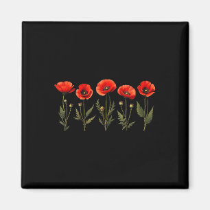 Aimant Jour commémoratif de la fleur du pavot rouge 2025 