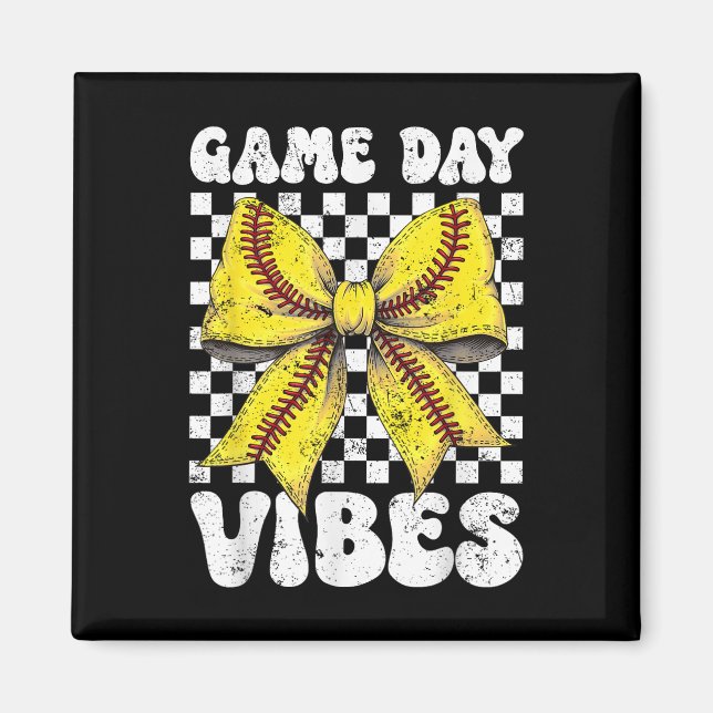 Aimant Jour de jeu Vibes Coquette Bow Softball Mama Softb (Devant)