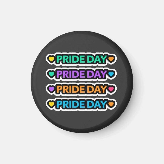 Aimant Jour de la fierté. LGBT+Pride. Coeur arc en ciel. (Devant)