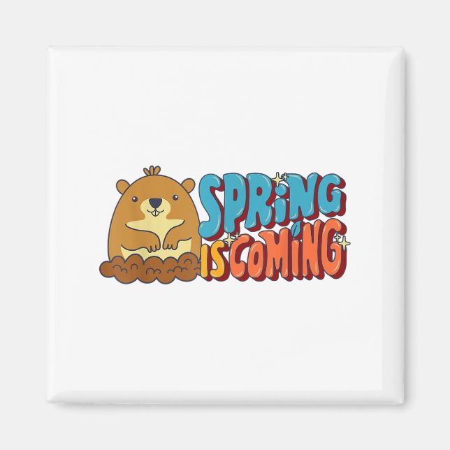 Aimant Jour de la marmotte Le printemps arrive Citations  (Devant)