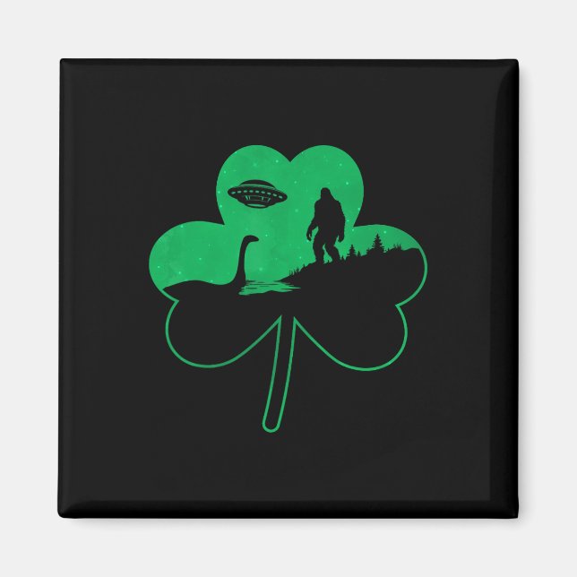 Aimant Jour de la Saint Patrick Bigfoot Nessie Ufo Shamro (Devant)
