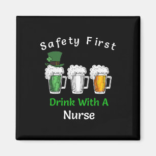 Aimant Jour de la Saint Patrick - Sécurité D'Abord Boire