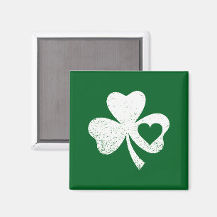 Aimant Jour de la Saint-Patrick vert Shamrock du cœur de