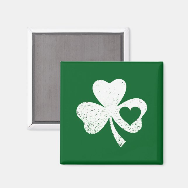 Aimant Jour de la Saint-Patrick vert Shamrock du cœur de  (Recto/Verso)