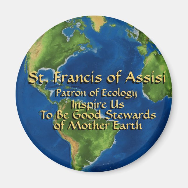 Aimant Jour de la Terre & bouton Saint François d'Assise (Devant)