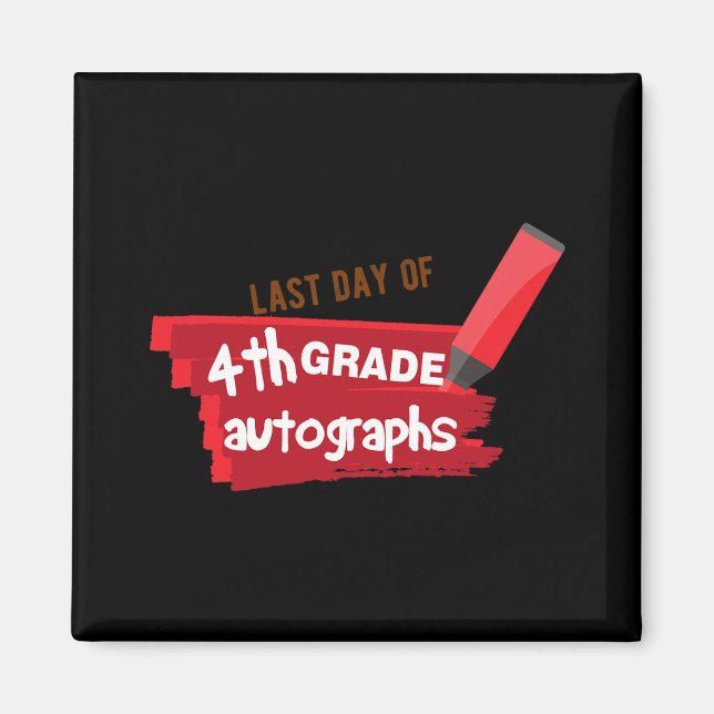 Aimant Jour De L'École Autographe Élémentaire 4ème Niveau (Devant)