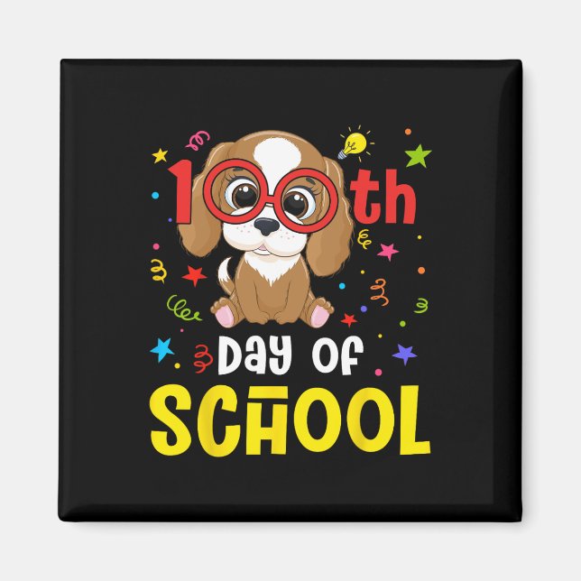 Aimant Jour De L'École Chien Cute 100 Jours Enseignant Ét (Devant)