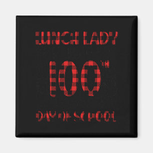 Aimant Jour De L'École Déjeuner Lady Typographie Rouge Pl