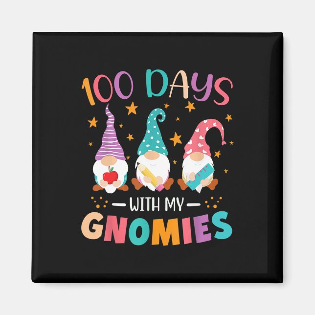 Aimant Jour De L'École Gnome Enseignants Étudiants 100 Jo (Devant)