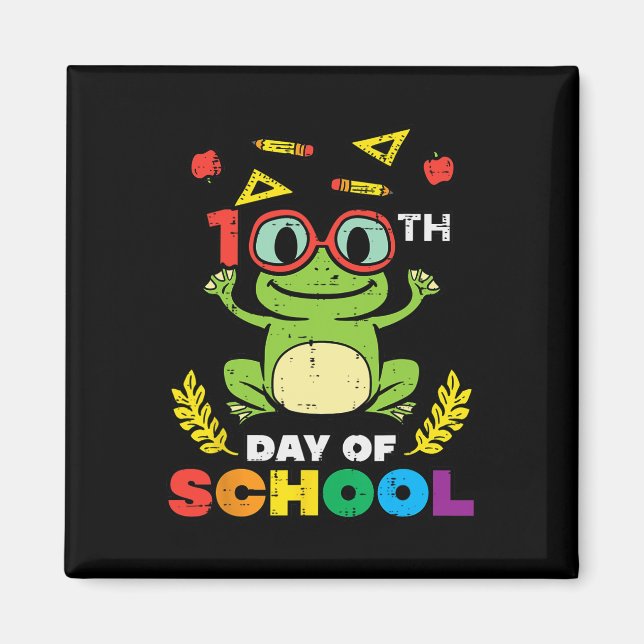 Aimant Jour De L'École Grenouille 100 Jours Enseignant Sm (Devant)
