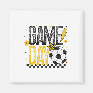 Aimant Jour de match Retro Soccer Season Noir Et Jaune Or