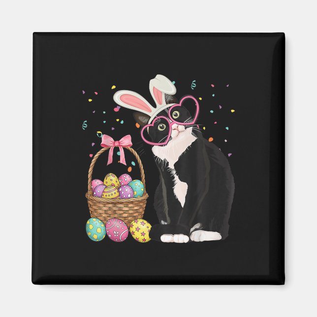 Aimant Jour de Pâques Chat Bunny OEufs Graphiques Hommes  (Devant)