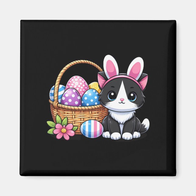 Aimant Jour de Pâques Chat Bunny OEufs Graphiques Hommes  (Devant)