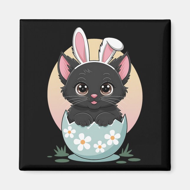 Aimant Jour De Pâques Chat Bunny Oeufs Oreilles Pour Homm (Devant)