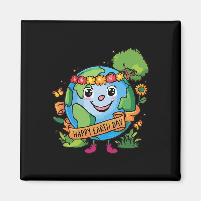 Aimant Jour de sensibilisation à la planète Terre Joyeux  (Devant)