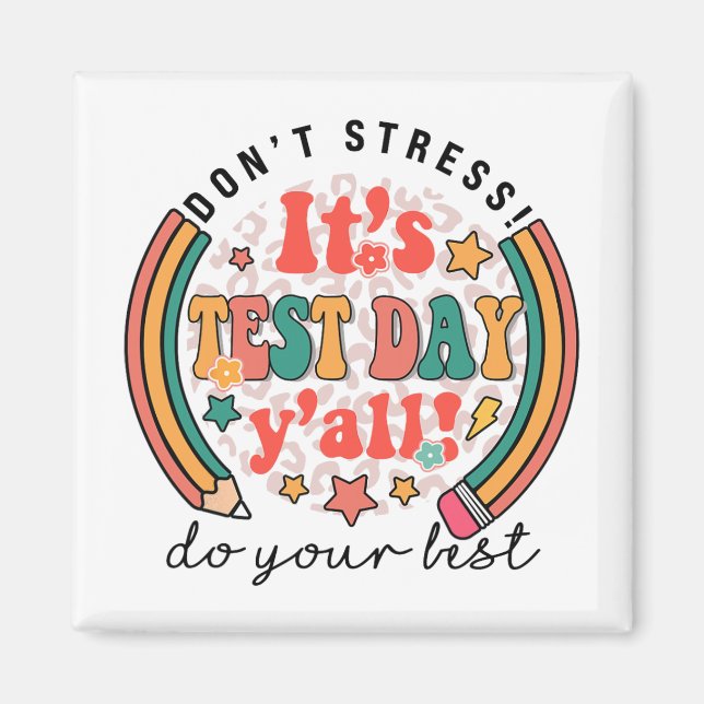 Aimant Jour De Test Yall Funny Test Day Pour Les Étudiant (Devant)