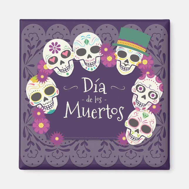 Aimant Jour des Muertos des masques du crâne mort (Devant)