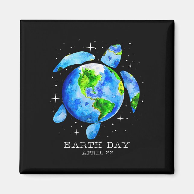 Aimant Jour des terres 2025 Restaurer Earth Sea Turtle Ar (Devant)