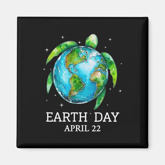 Aimant Jour des terres 2025 Restaurer Earth Sea Turtle Ar (Devant)