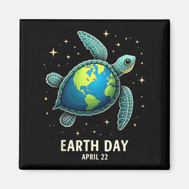 Aimant Jour des terres 2025 Restaurer Earth Sea Turtle Ar (Devant)