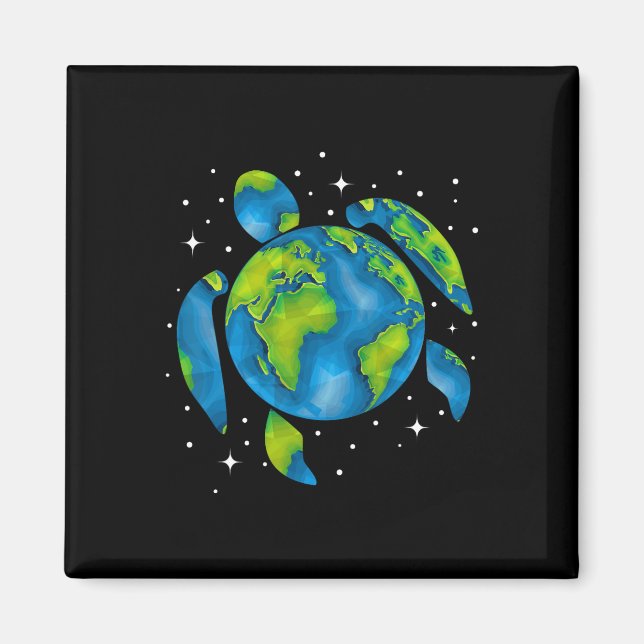 Aimant Jour des terres 2025 Restaurer Recycle Sea Turtle  (Devant)