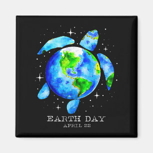 Aimant Jour des terres 2025Restaurer Earth Sea Turtle Art
